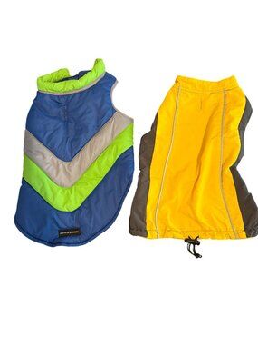 2 Boots & Barkley Dog Vests Jackets Yellow Black Blue Green Chevron Sz M